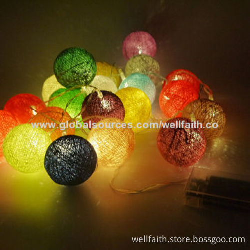 Battery-powered String Lights for Christmas Home Decoration, 20 Cotton Balls Covered